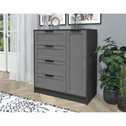 Тумба Тренд КТ-Т90 (Антрацит ЛДСП/ Дуб серый ЛМДФ) Ш900 В1020 Г451 Тумба Тренд КТ-Т90 (Антрацит ЛДСП/ Дуб серый ЛМДФ) Ш900 В1020 Г451